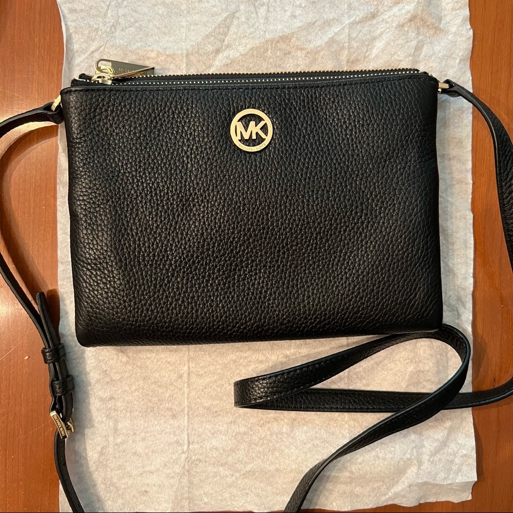 Michael Kors Black Leather Crossbody Bag